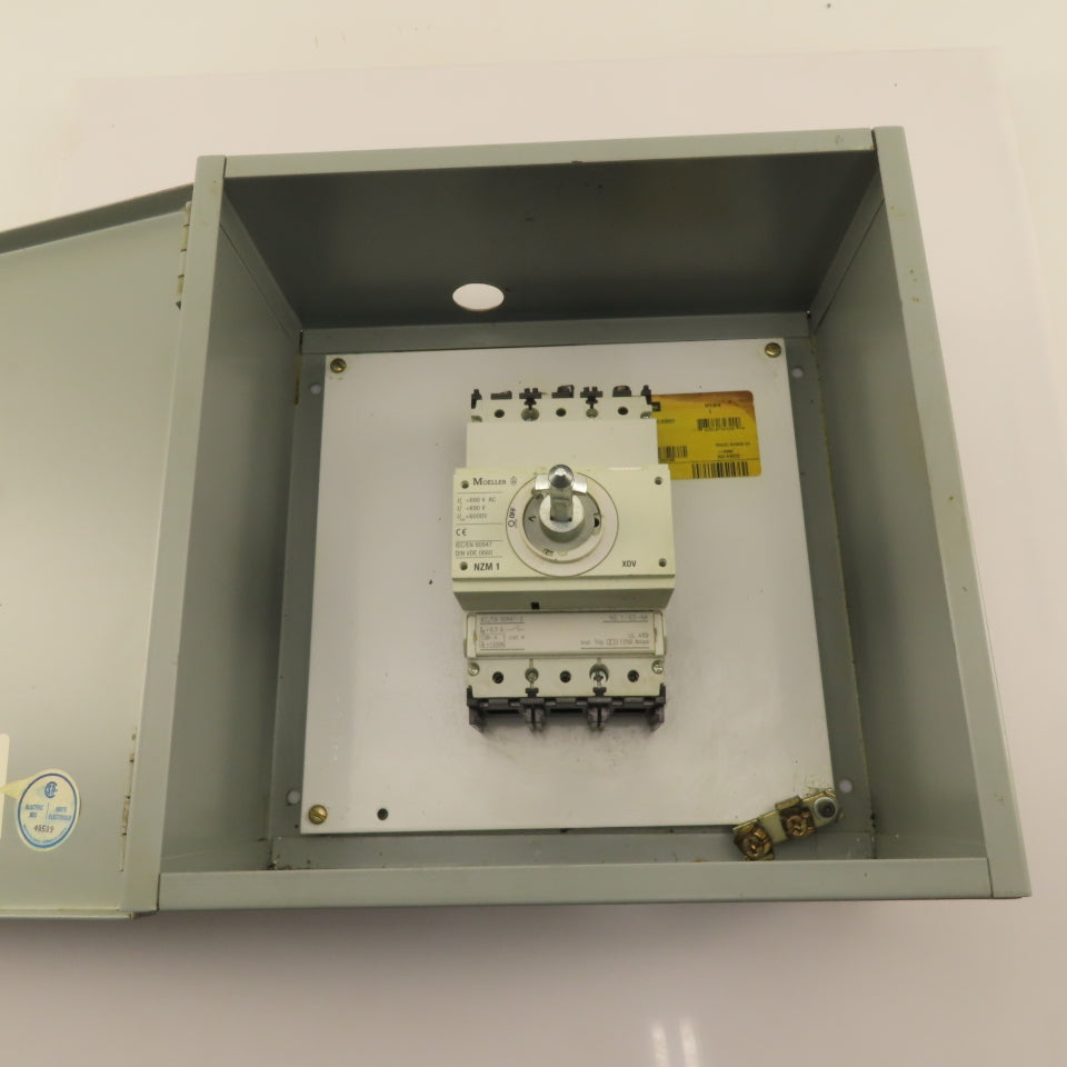 Moeller NZM1 600V 63A Rotary Disconnect Operator In 12x12x6" Enclosure
