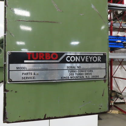 Turbo 112" OAL Incline Chip Conveyor 12" Belt 51 to 57" Discharge 2 FPM 3Ph