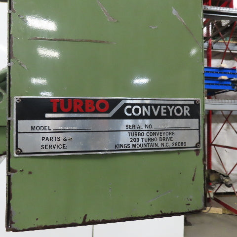 Turbo 112" OAL Incline Chip Conveyor 12" Belt 51 to 57" Discharge 2 FPM 3Ph