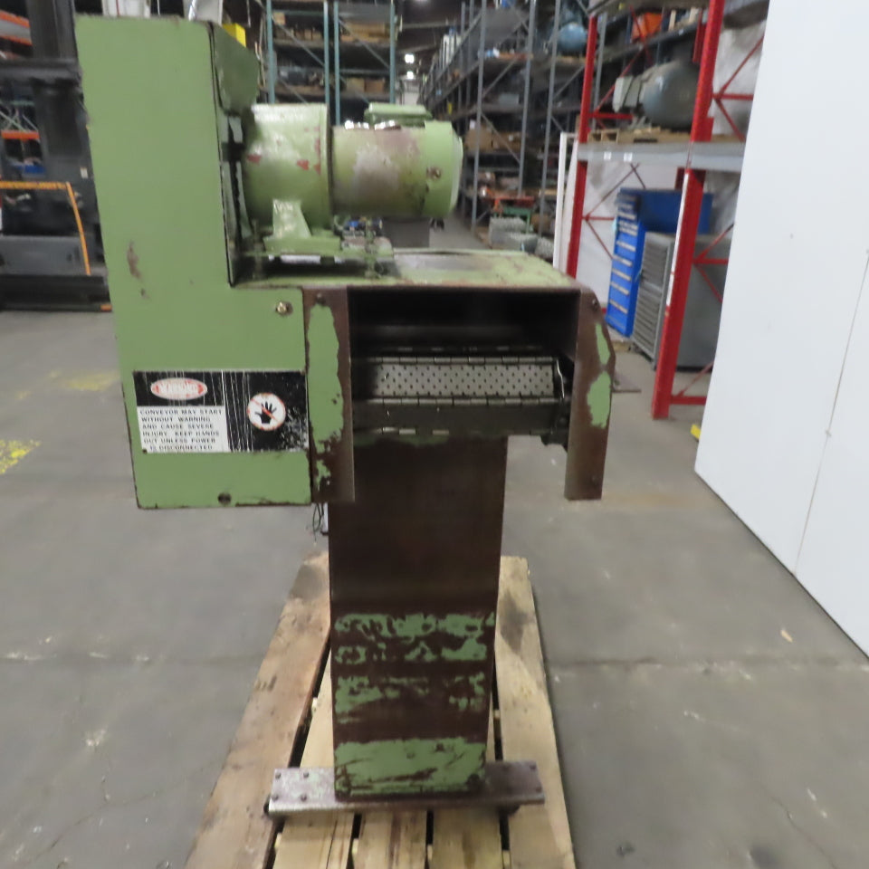 Turbo 112" OAL Incline Chip Conveyor 12" Belt 51 to 57" Discharge 2 FPM 3Ph