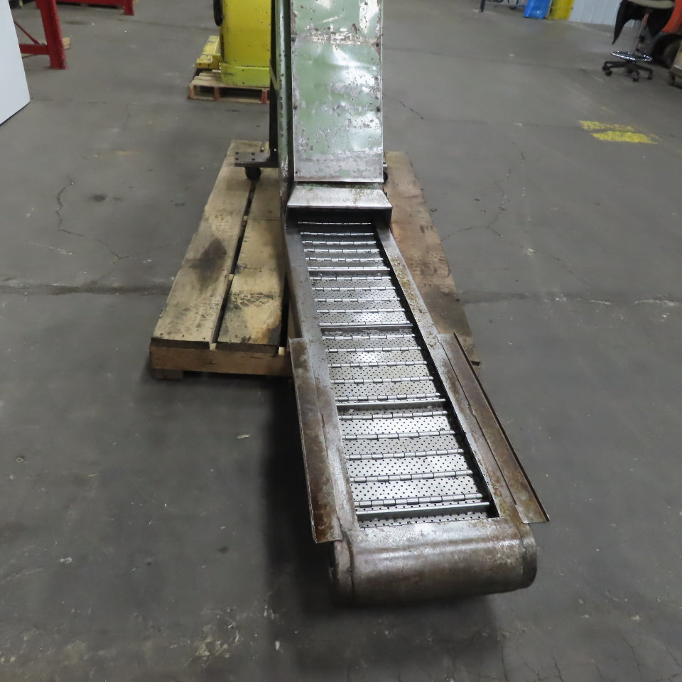 Turbo 112" OAL Incline Chip Conveyor 12" Belt 51 to 57" Discharge 2 FPM 3Ph
