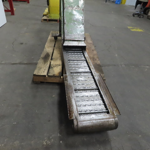 Turbo 112" OAL Incline Chip Conveyor 12" Belt 51 to 57" Discharge 2 FPM 3Ph