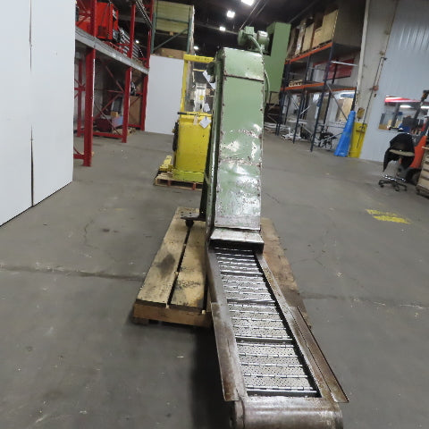 Turbo 112" OAL Incline Chip Conveyor 12" Belt 51 to 57" Discharge 2 FPM 3Ph