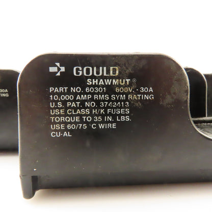 Gould Shawmut 60301 600V 30A H/K Class Fuse Holder Lot Of 4