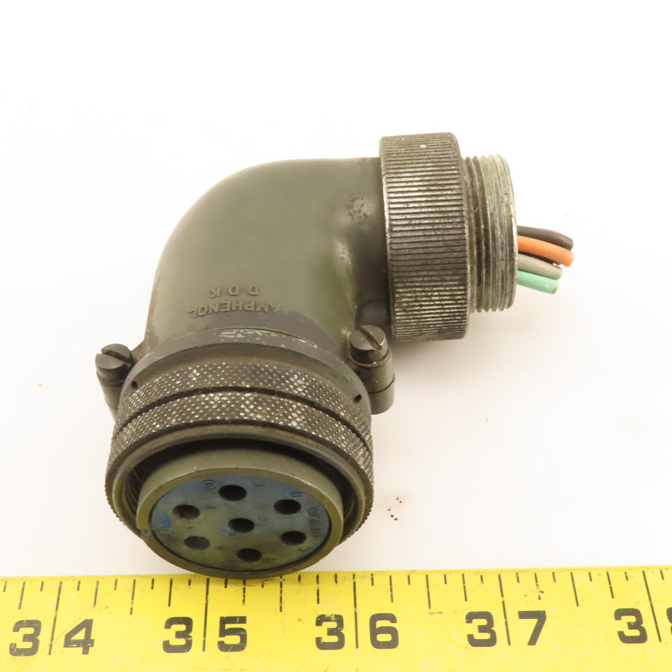 Amphenol MS3108B24-10S Size 24 7 Pin Female Circular Connector 90° Elbow