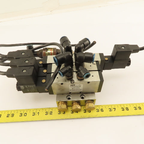 Parker P2LBZ592ESNDBB49 2 Way Solenoid Valve Bank 5/3 Way W/ Check Manifold 24V