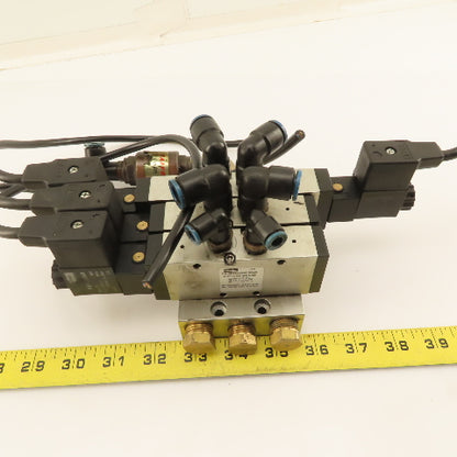 Parker P2LBZ592ESNDBB49 2 Way Solenoid Valve Bank 5/3 Way W/ Check Manifold 24V
