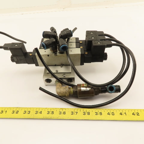 Parker P2LBZ592ESNDBB49 2 Way Solenoid Valve Bank 5/3 Way W/ Check Manifold 24V