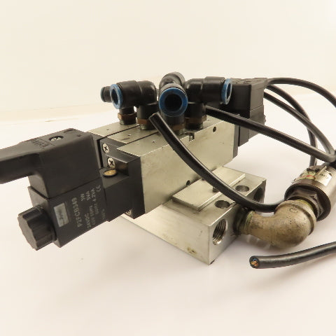 Parker P2LBZ592ESNDBB49 2 Way Solenoid Valve Bank 5/3 Way W/ Check Manifold 24V