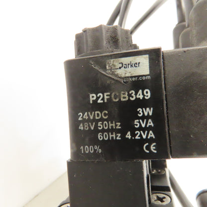 Parker P2LBZ592ESNDBB49 2 Way Solenoid Valve Bank 5/3 Way W/ Check Manifold 24V