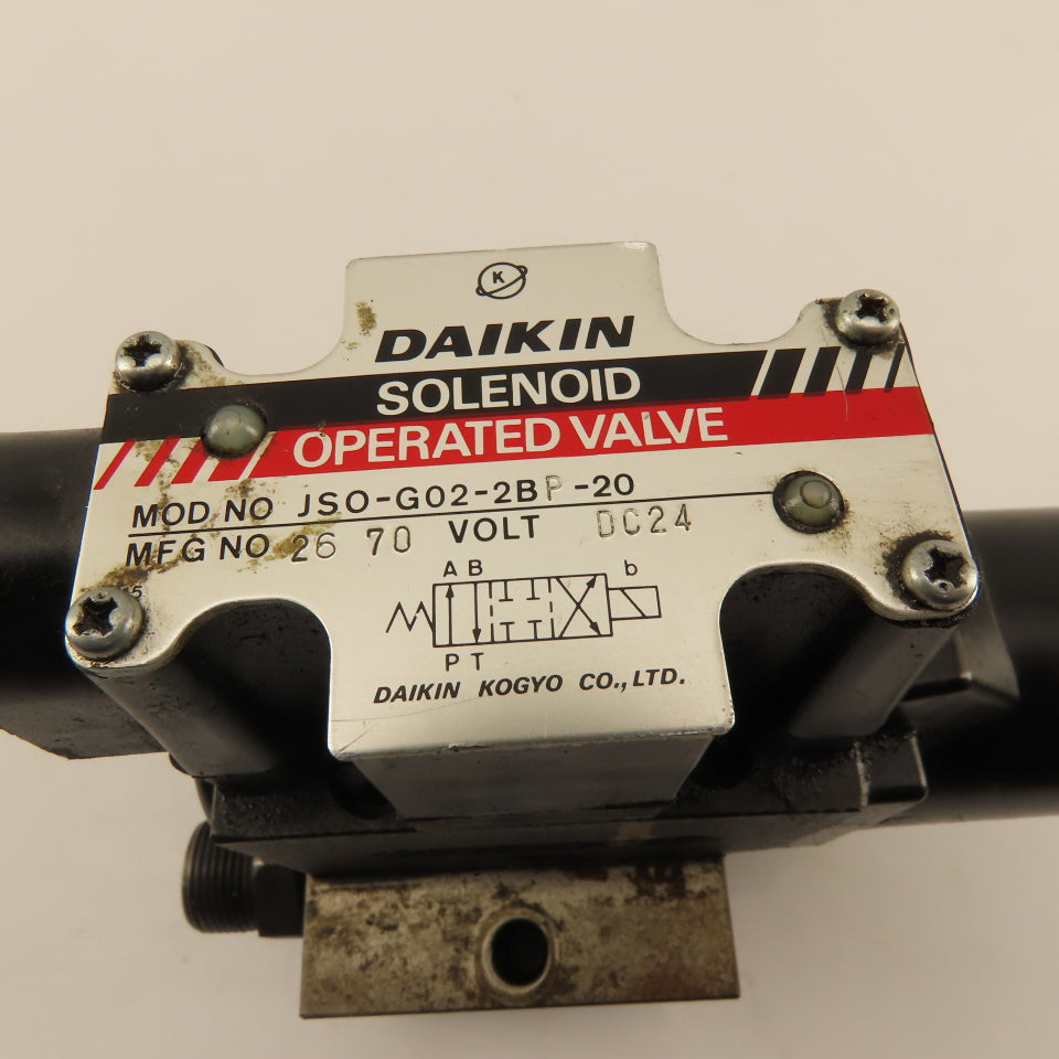 Daikin JSO-G02-2BP-20 5/3 Way Single Solenoid Hydraulic Valve Manifold 24VDC