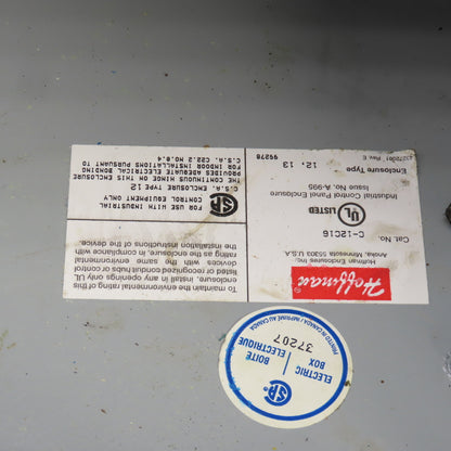 Hoffman C-12C16 12" x 16" x 9" Wall Mounted Electrical Enclosure Type 12&13