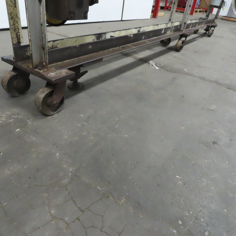 Slide Bed Conveyor 4" Belt 14'OAL 11FPM W/Casters 460V 3Ph