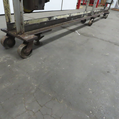 Slide Bed Conveyor 4" Belt 14'OAL 11FPM W/Casters 460V 3Ph