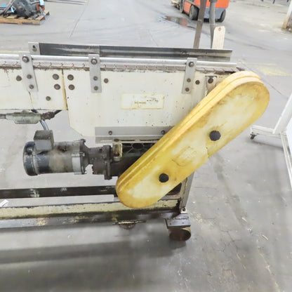 Slide Bed Conveyor 4" Belt 14'OAL 11FPM W/Casters 460V 3Ph