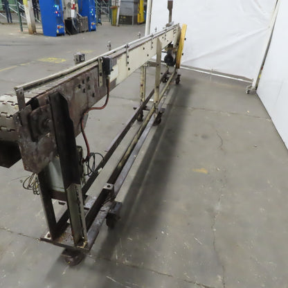Slide Bed Conveyor 4" Belt 14'OAL 11FPM W/Casters 460V 3Ph