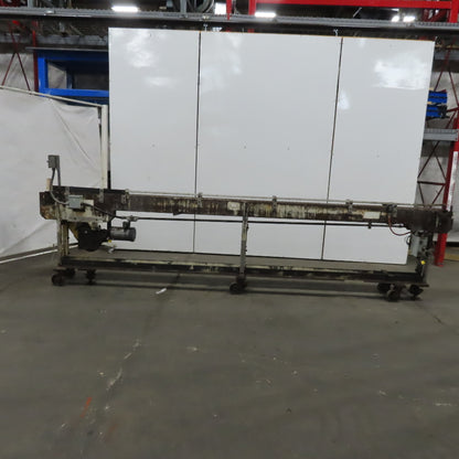 Slide Bed Conveyor 4" Belt 14'OAL 11FPM W/Casters 460V 3Ph