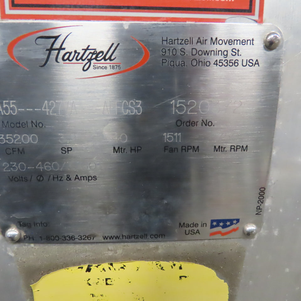 Hartzell A55-427VA-ALFC5C Aluminum 42" Vaneaxial Fan 35200CFM Belt Driven