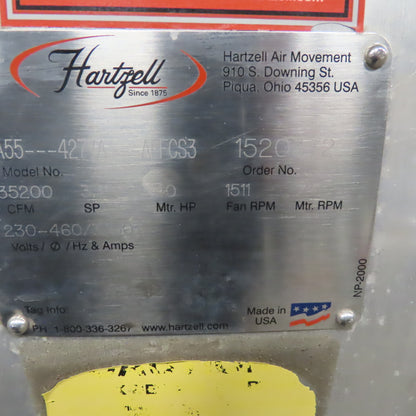 Hartzell A55-427VA-ALFC5C Aluminum 42" Vaneaxial Fan 35200CFM Belt Driven