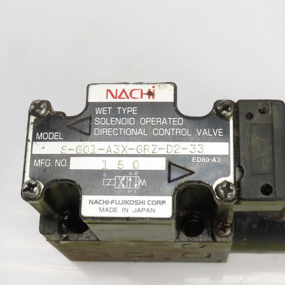 Nachi SS-G01-A3X-GRZ-D2-33 Hydraulic Directional Control Valve 24VDC