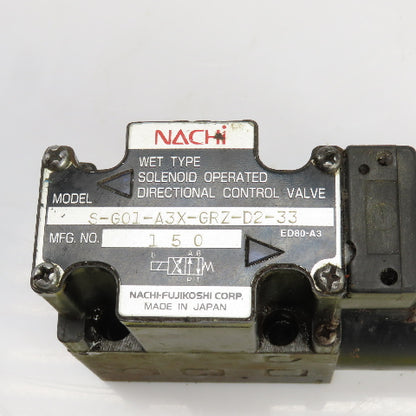 Nachi SS-G01-A3X-GRZ-D2-33 Hydraulic Directional Control Valve 24VDC