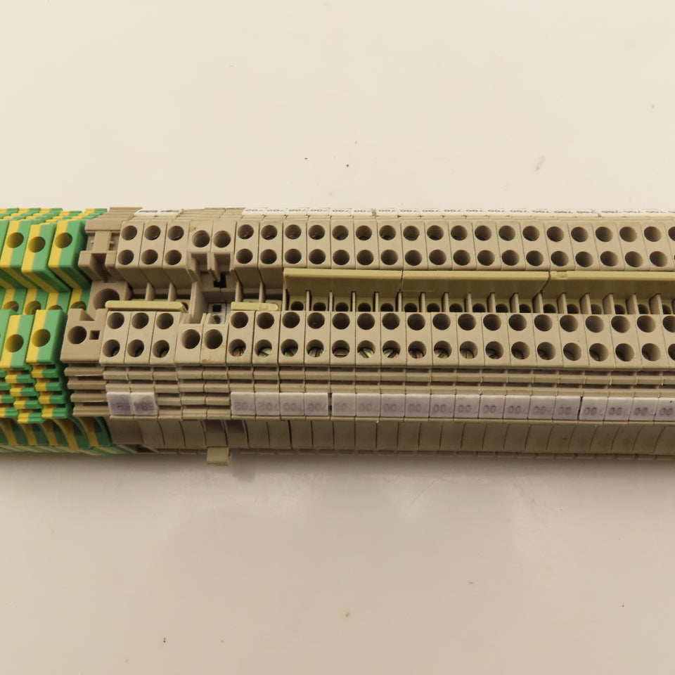Weidmuller WDU2.5 Din Mount Pass Thru Wire Terminal Block Grounds Lot Of 66