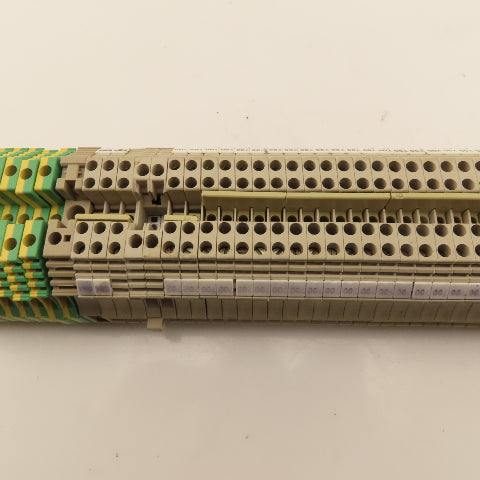 Weidmuller WDU2.5 Din Mount Pass Thru Wire Terminal Block Grounds Lot Of 66