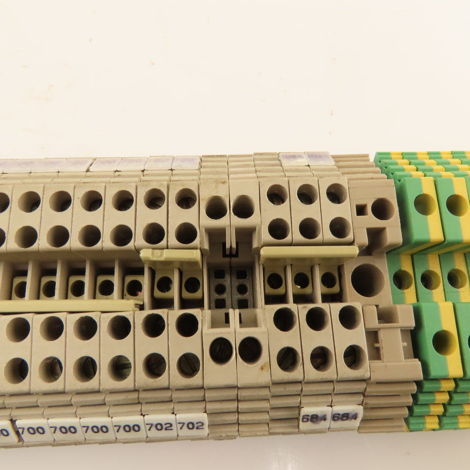 Weidmuller WDU2.5 Din Mount Pass Thru Wire Terminal Block Grounds Lot Of 66