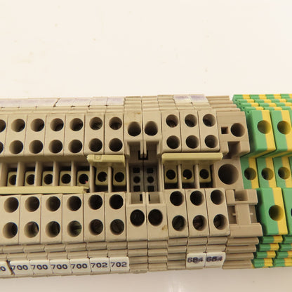 Weidmuller WDU2.5 Din Mount Pass Thru Wire Terminal Block Grounds Lot Of 66