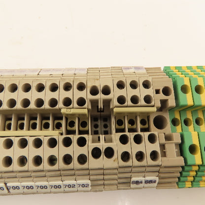 Weidmuller WDU2.5 Din Mount Pass Thru Wire Terminal Block Grounds Lot Of 66