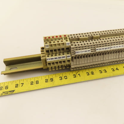 Weidmuller WDU2.5 Din Mount Pass Thru Wire Terminal Block Grounds Lot Of 66