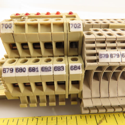 Weidmuller WDU2.5 Din Mount Pass Thru Wire Terminal Block Grounds Lot Of 66