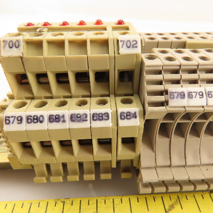 Weidmuller WDU2.5 Din Mount Pass Thru Wire Terminal Block Grounds Lot Of 66