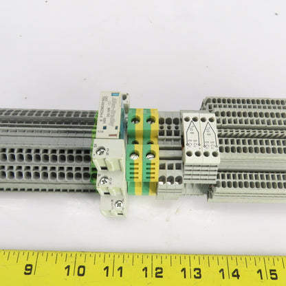 Allen Bradley 1492-L3 Terminal Blocks On Din Rail 28 Pcs/Waco 2002-6301 37 Pcs