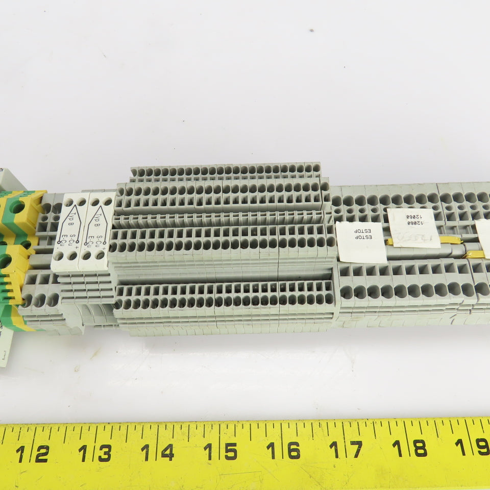 Allen Bradley 1492-L3 Terminal Blocks On Din Rail 28 Pcs/Waco 2002-6301 37 Pcs