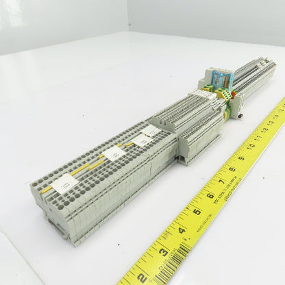 Allen Bradley 1492-L3 Terminal Blocks On Din Rail 28 Pcs/Waco 2002-6301 37 Pcs