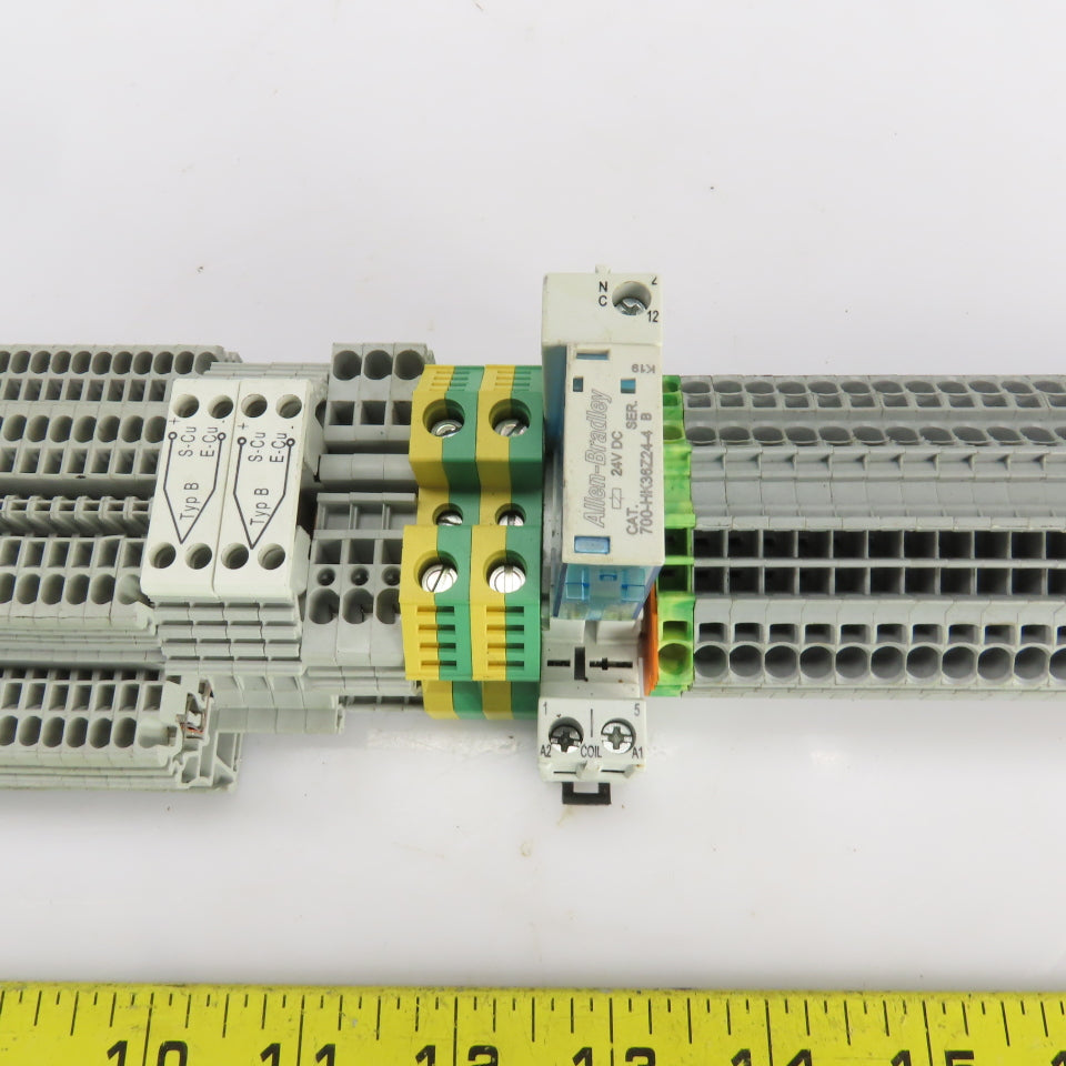 Allen Bradley 1492-L3 Terminal Blocks On Din Rail 28 Pcs/Waco 2002-6301 37 Pcs