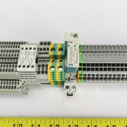 Allen Bradley 1492-L3 Terminal Blocks On Din Rail 28 Pcs/Waco 2002-6301 37 Pcs