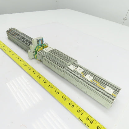 Allen Bradley 1492-L3 Terminal Blocks On Din Rail 28 Pcs/Waco 2002-6301 37 Pcs