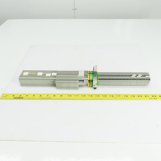 Allen Bradley 1492-L3 Terminal Blocks On Din Rail 28 Pcs/Waco 2002-6301 37 Pcs