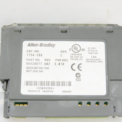 Allen Bradley 1734-IB8 24VDC Sink Input Module F/W 3.018 Rev.A02