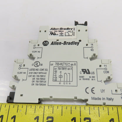 Allen Bradley 700-HLT1U Ser.A Terminal Block W/700-TBR24 Ser.A Relay Lot Of 4