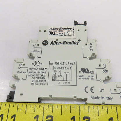 Allen Bradley 700-HLT1U Ser.A Terminal Block W/700-TBR24 Ser.A Relay Lot Of 4