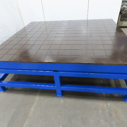 1" Thick Machined Top Steel Fabrication Layout Grid Work Bench Table 108x96x34