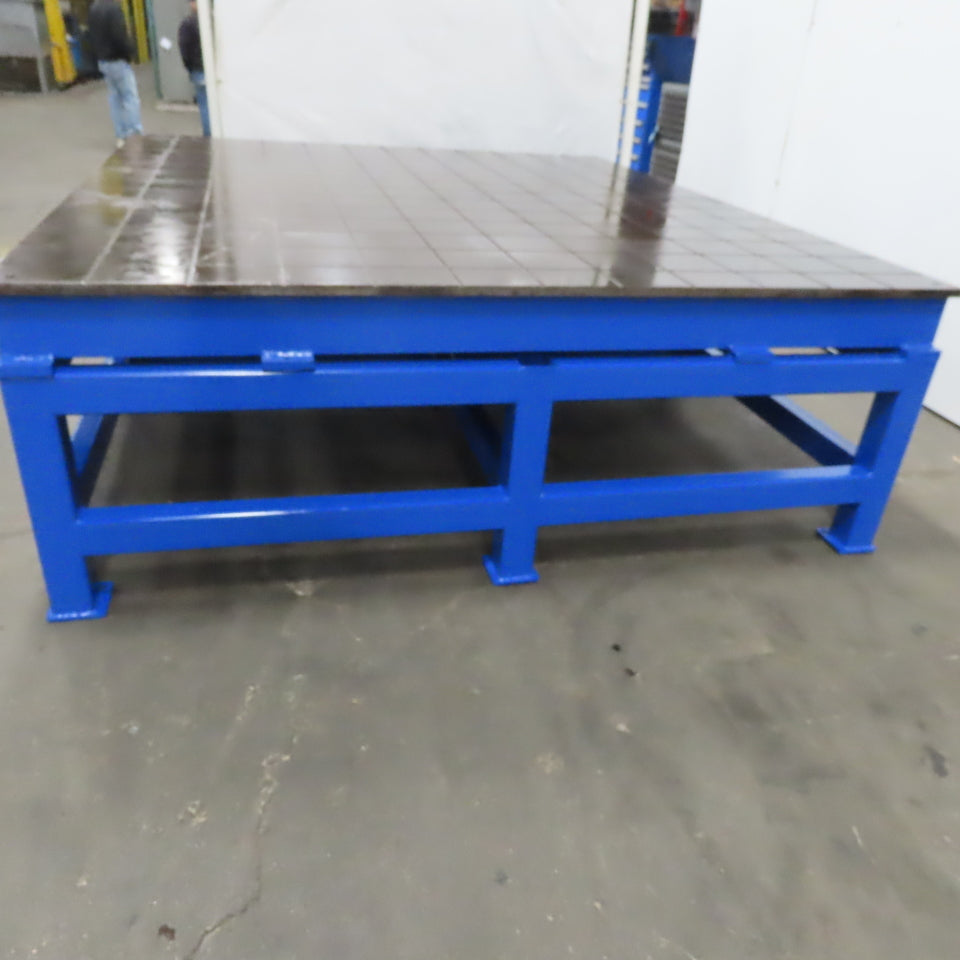 1" Thick Machined Top Steel Fabrication Layout Grid Work Bench Table 108x96x34