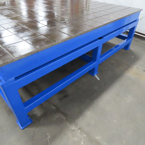 1" Thick Machined Top Steel Fabrication Layout Grid Work Bench Table 108x96x34
