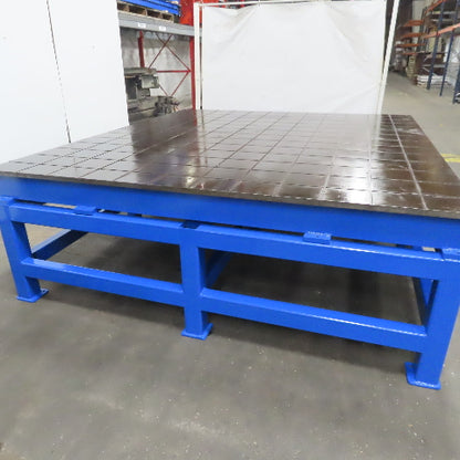 1" Thick Machined Top Steel Fabrication Layout Grid Work Bench Table 108x96x34