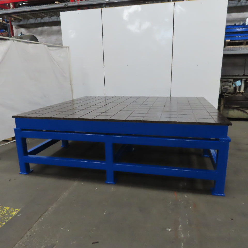 1" Thick Machined Top Steel Fabrication Layout Grid Work Bench Table 108x96x34