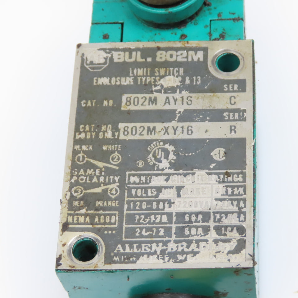 Allen Bradley 802M-AY16 600V Rocker Roller Arm Limit Switch