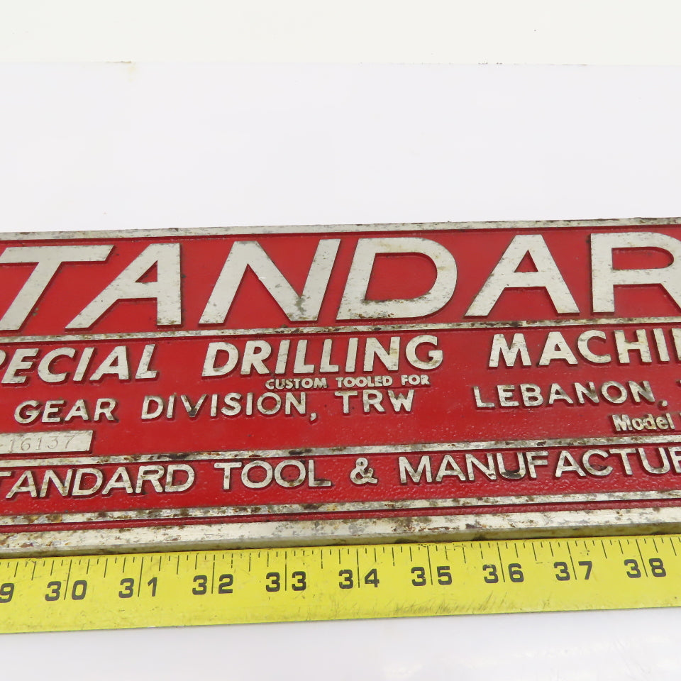 Standard Special Drilling Machine Ross Gear Division Machine Plate 22" x 6"